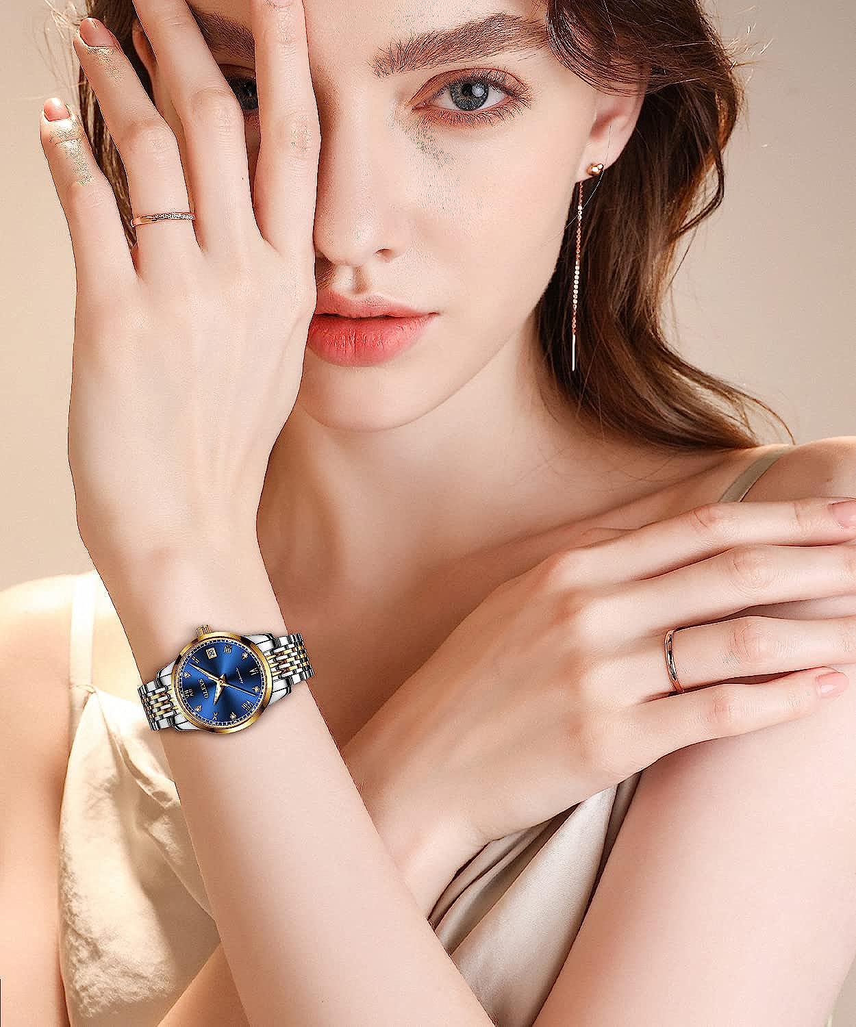 OLEVS Automatic Watches for Women Classic Diamond Ladies Self-Winding Wrist Watch Gold Stainless Steel Date Day Female Watch Gift - Image 2